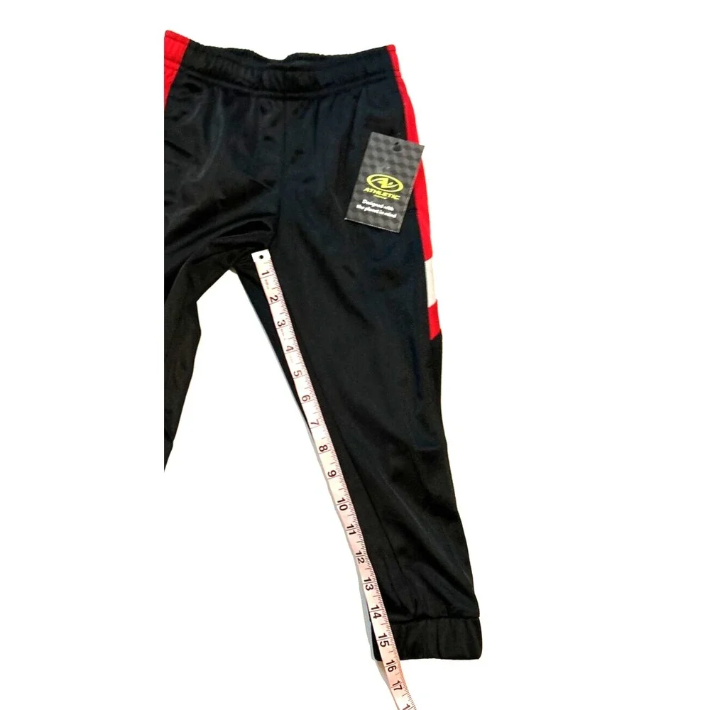 Athletic Works‎ Tricot Jogger Pants Black Red White XS 4-5 Boys Kids NEW